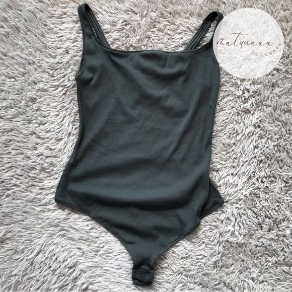Skims Ribbed Stretch Cotton Bodysuit in Deep Sea 2X - Picture 1 of 3